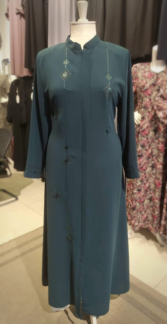 Abaya Bleue Brodée